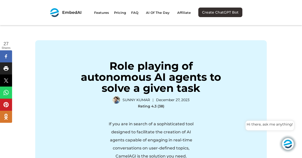 Camel AGI - AI Productivity tool